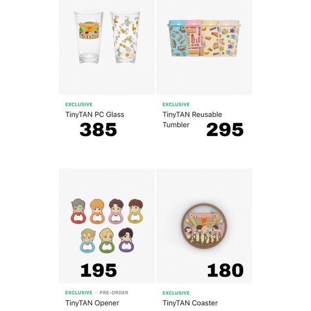 TinyTAN Dynamite Official Merch BTS