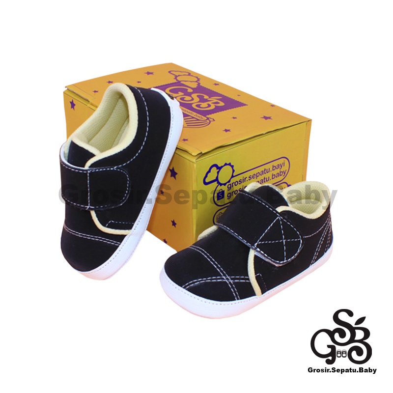 Prewalker - Sepatu Bayi - Baby Shoes | 2-12 bulan | Simple Classy HITAM casual polos ringan &amp; fleksibel