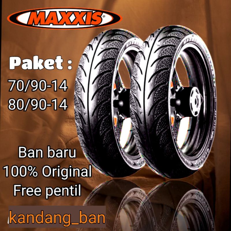 PAKET BAN TUBLES MATIC MAXXIS DIAMOND 70/90 + 80/90 RING 14 GRATIS PENTIL, BAN BARU 100% ORIGINAL