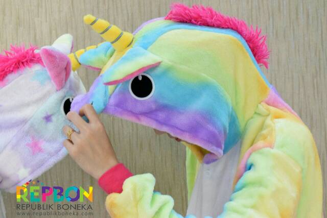 BAJU ONESIE UNICORN RAINBOW KUDA PONY KOSTUM PIYAMA COSPLAY