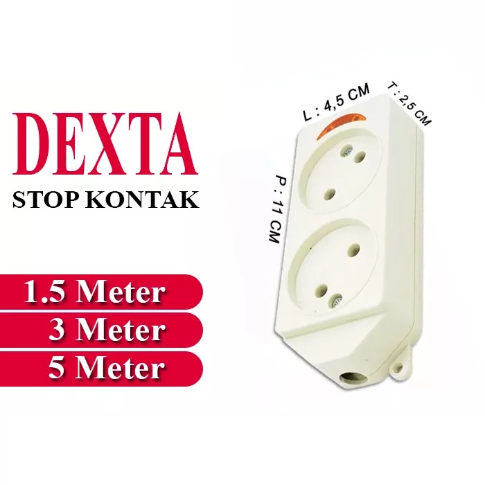 CUCI GUDANG !! Stop Kontak Listrik Gepeng 2/3/4/5 Lubang + Kabel DEXTA Stop Kontak Gepeng SNI 3 5 1.5 Meter Full Kabel