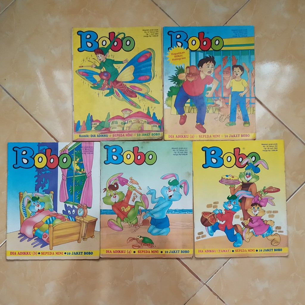 Majalah Bobo jadul Tahun 1993 Sisipan Dia Adikku 1-5 Tamat