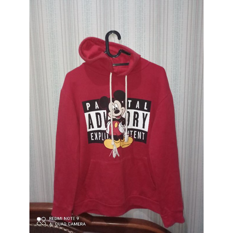 *soldout*hoodie PARENTAL ADVISORY X MICKEY MOUSE original (thrift)