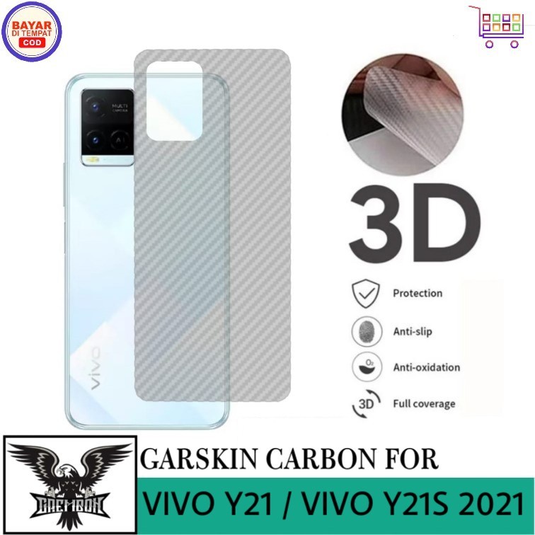 PROMO GARSKIN VIVO Y21S Y21T  Y21 2021 Y33S ANTI GORES BELAKANG CARBON PREMIUM ANTI LENGKET BEKAS LE