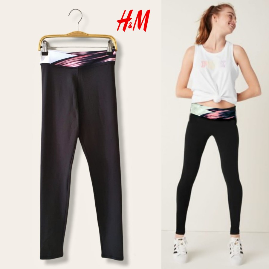 Celana Panjang Legging High Waist HnM Sport Anak Perempuan Size 10y 12y / Kado Baju Kaos Celana Anak