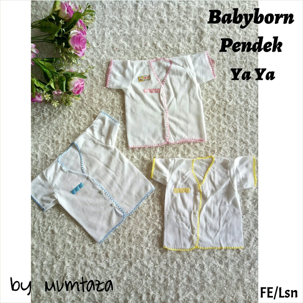 Baju Bayi Newborn YaYa Pendek Putih Polos Kancing Depan, Baju Newborn Baby