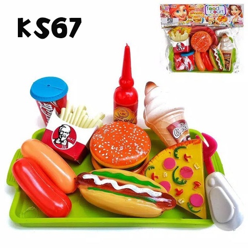 [KS67] Mainan Anak Masak Masakan KFC Fast Food Set - Burger Pizza Hotdog Ice Cream Kentang French Fries