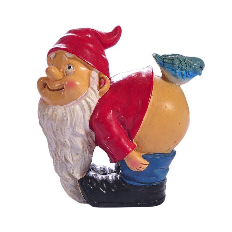 Cheeky Garden Gnome Patung Kasar Lucu Ornamen Natal Patung Jenggot Panjang