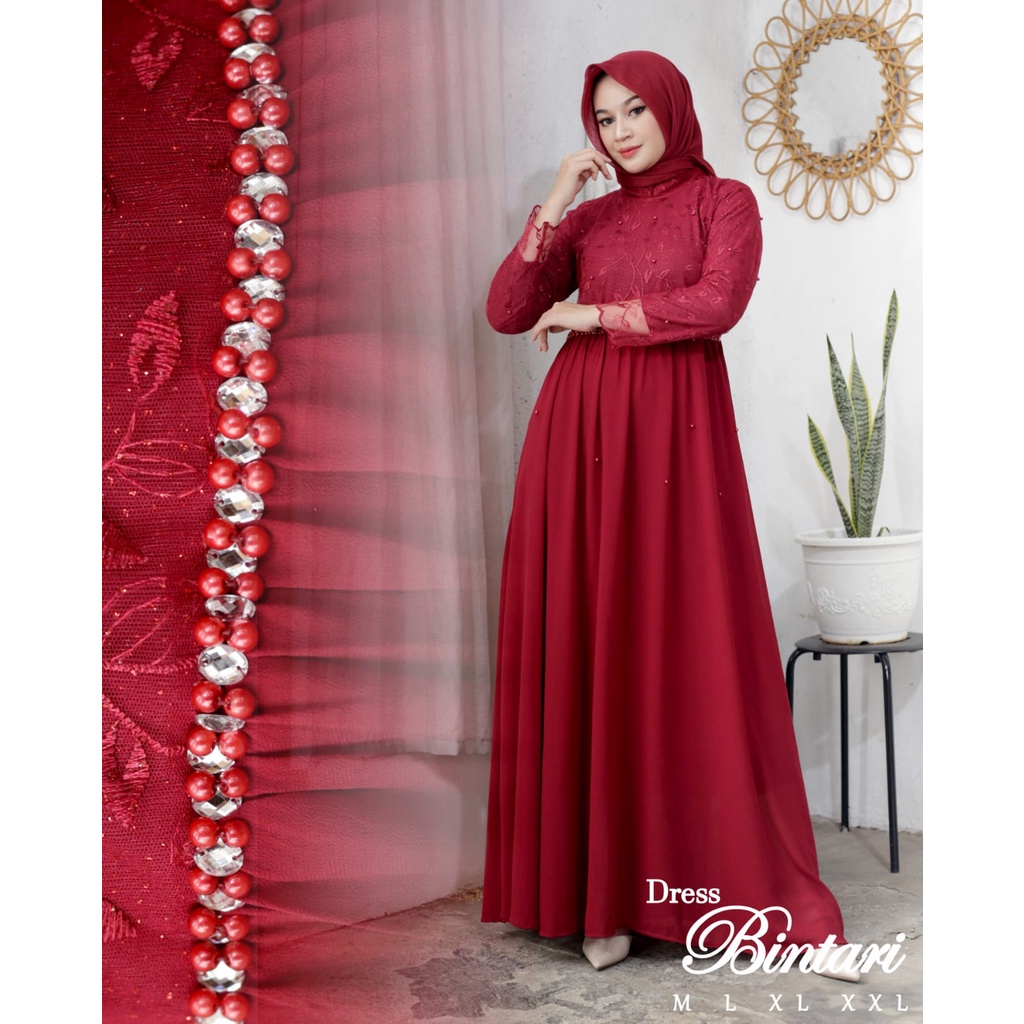 Dress Bintari RI / Kebaya Gamis Pesta Modern / Dress Muslimah Kondangan / Gamis