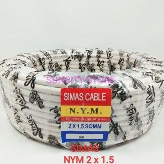 Kabel Listrik NYM 2x1,5mm @50 Tembaga Murni SIMAS (Standar SNI-LMK)