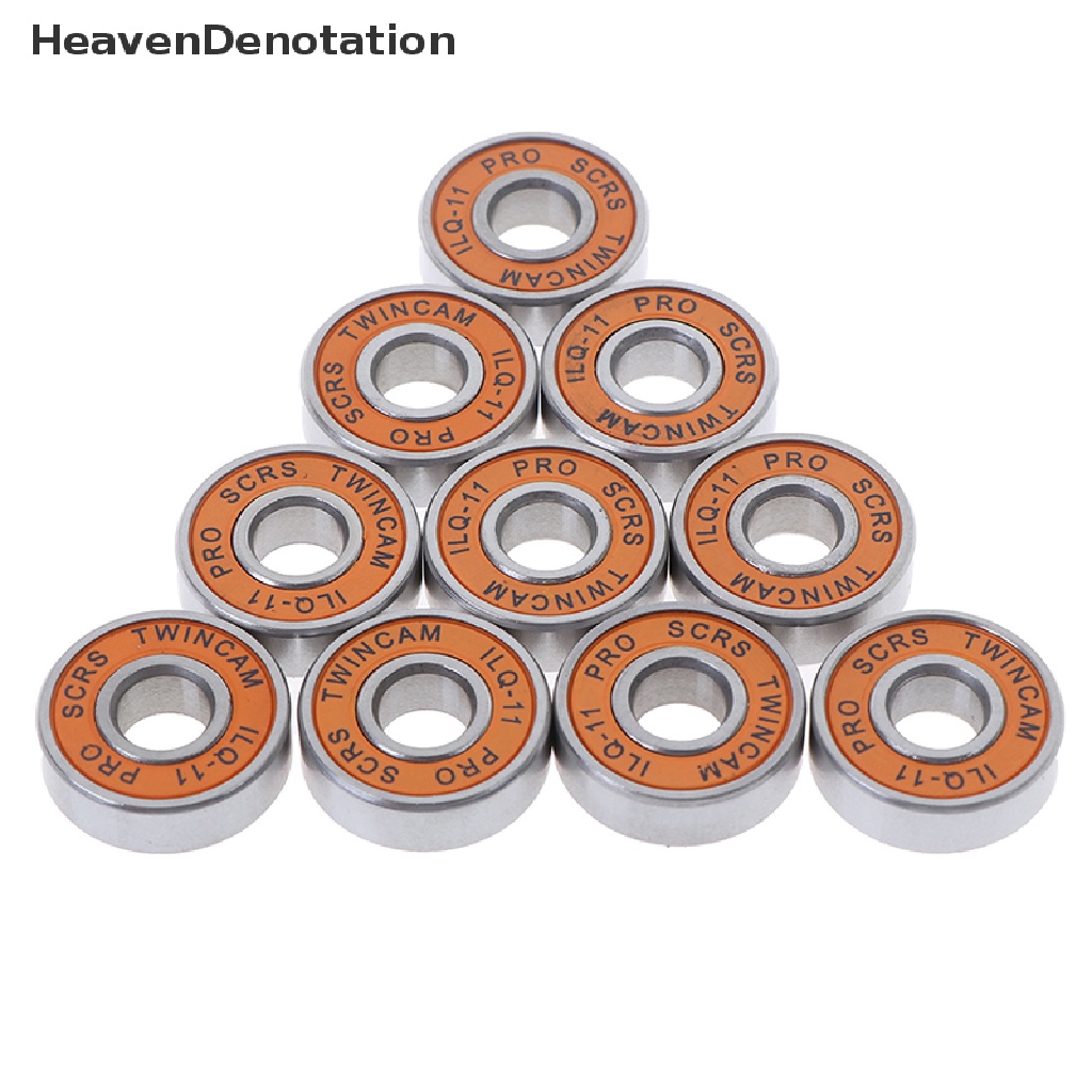 (Heavendenotation) 10pcs Bearing Roda Skateboard / Skuter / Roller Skate Bahan Stainless Steel