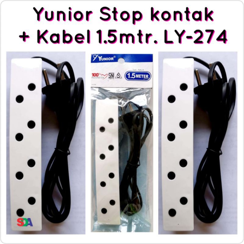 YUNIOR Stop kontak / Roll Kabel 4L+kabel 1.5mtr LY-274