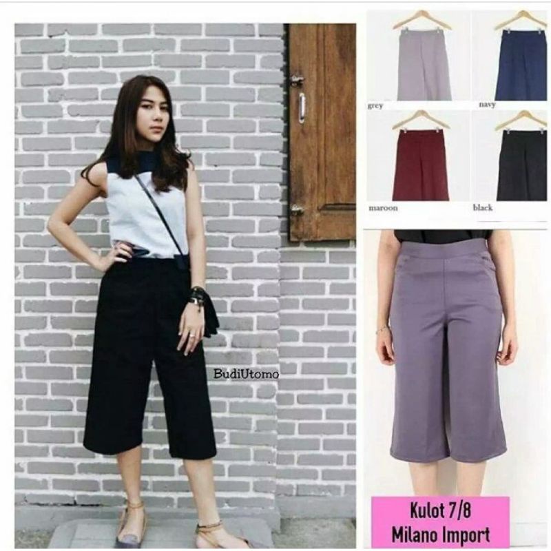 Aulia - Kulot Pendek 7/8 Ukuran Standar//Kulot Pendek Bahan Waffle Crepe