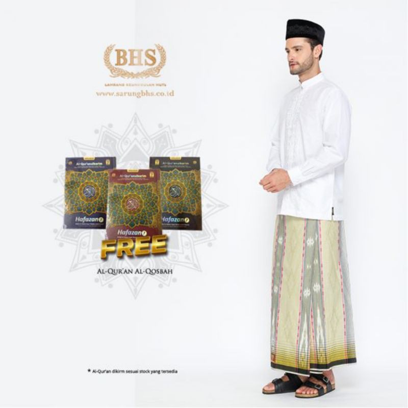 Sarung BHS Royal Gold Motif Crepe Timbul Ikat Warna Hijau

