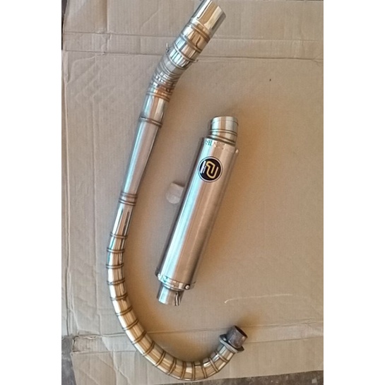 Knalpot racing pekajaman 30 cm inpet 50 mm bulat leher paten fulcacing c jawara satrai fu gl mp cb t