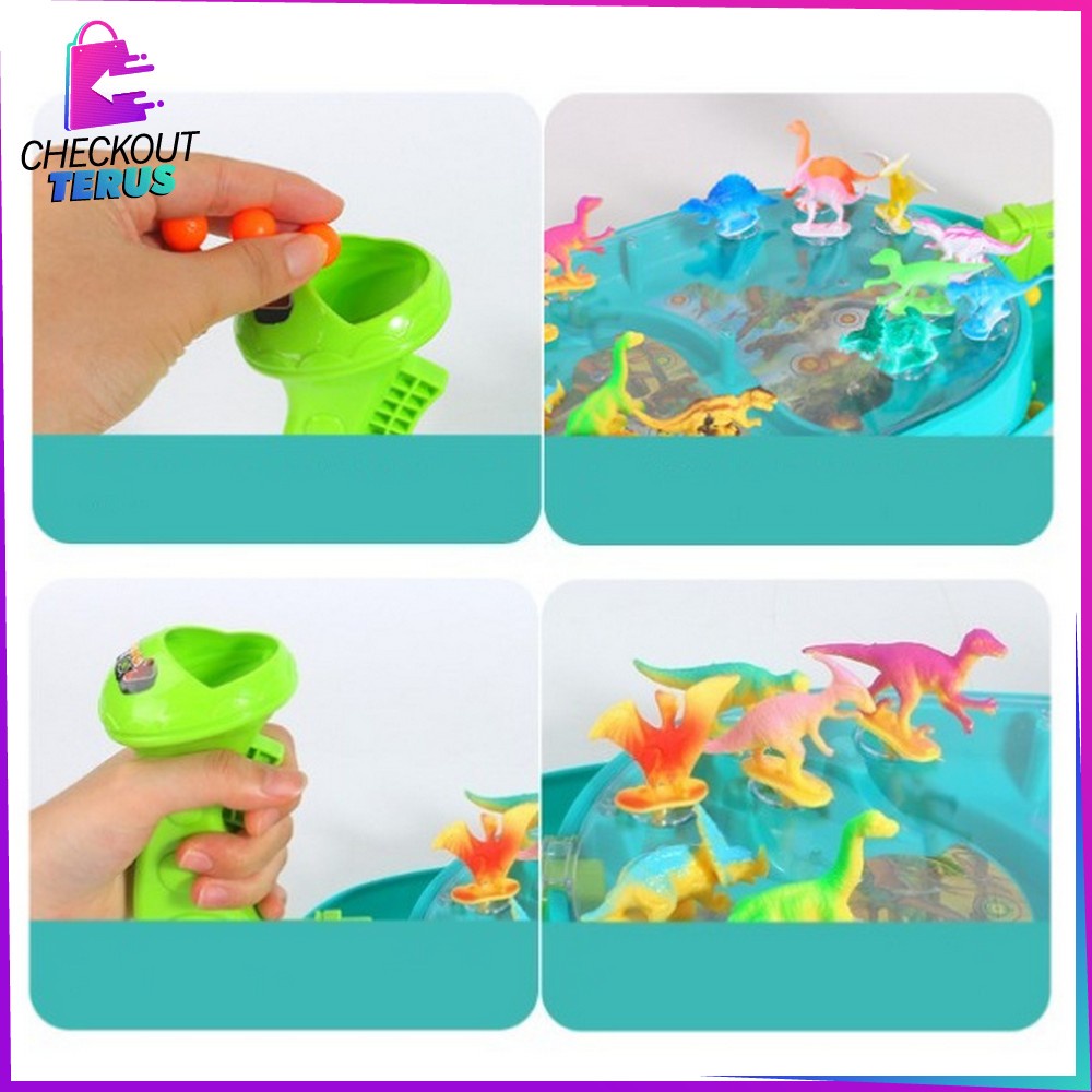CT M285 Maenan Dino Battle Games Anak Laki Laki Perempuan Mainan Dinosaurus Duel Games Tembak Bola Dinosaur Board Game