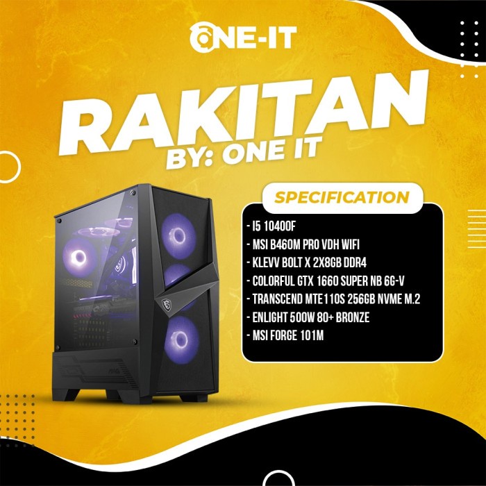 PC Rakitan I5 10400F | gtx 1660 super | RAM 16 GB | SSD 256 GB