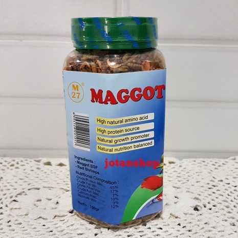 MAGGOT MIX 100GR PAKAN MAKANAN IKAN HIAS KOI LOUHAN ARWANA PREDATOR ULAT ULET UDANG KERING SUPER