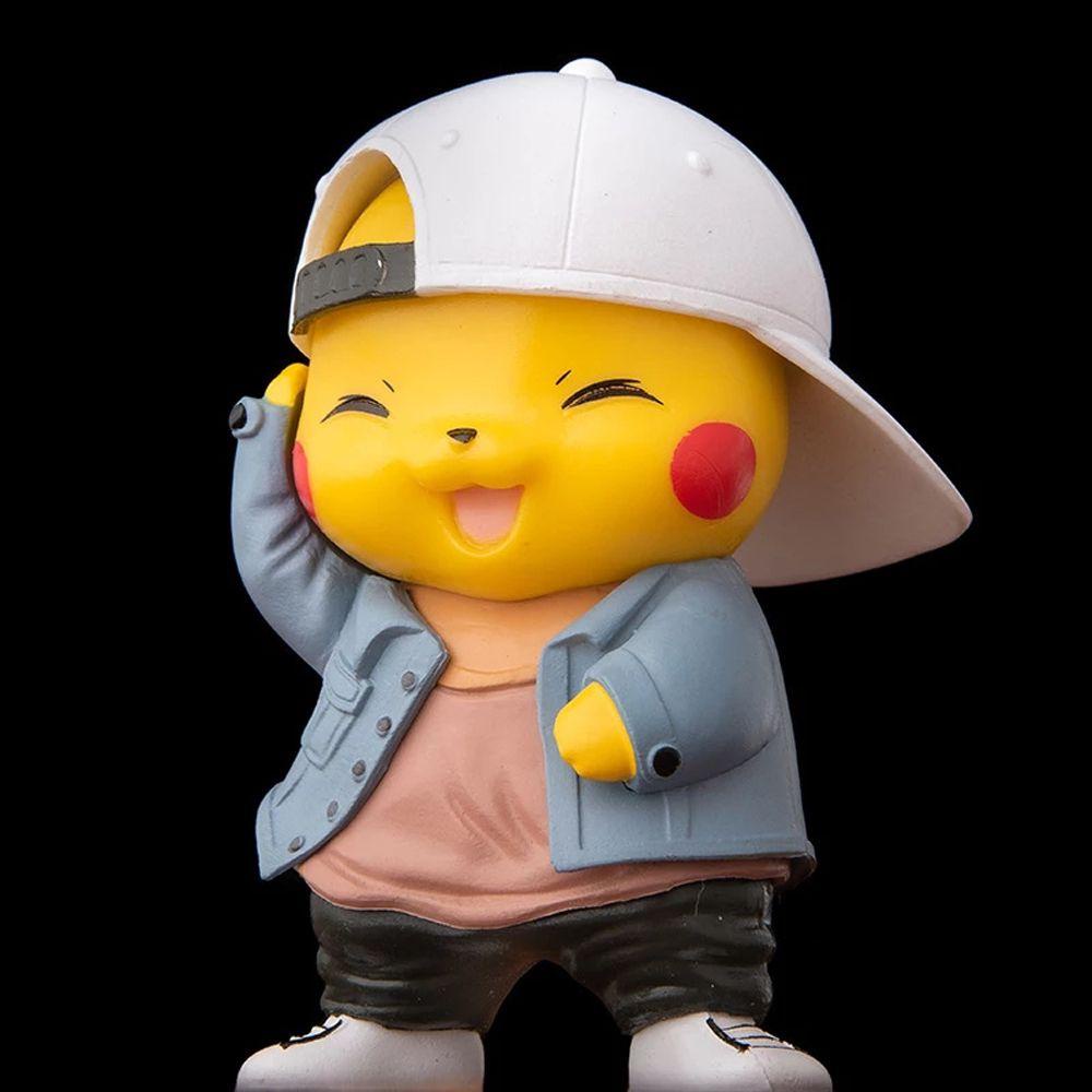 Hadiah Model Figure Pokemon Agustinina Untuk Anak 8cm Model Mainan Baju Denim PVC Pikachu