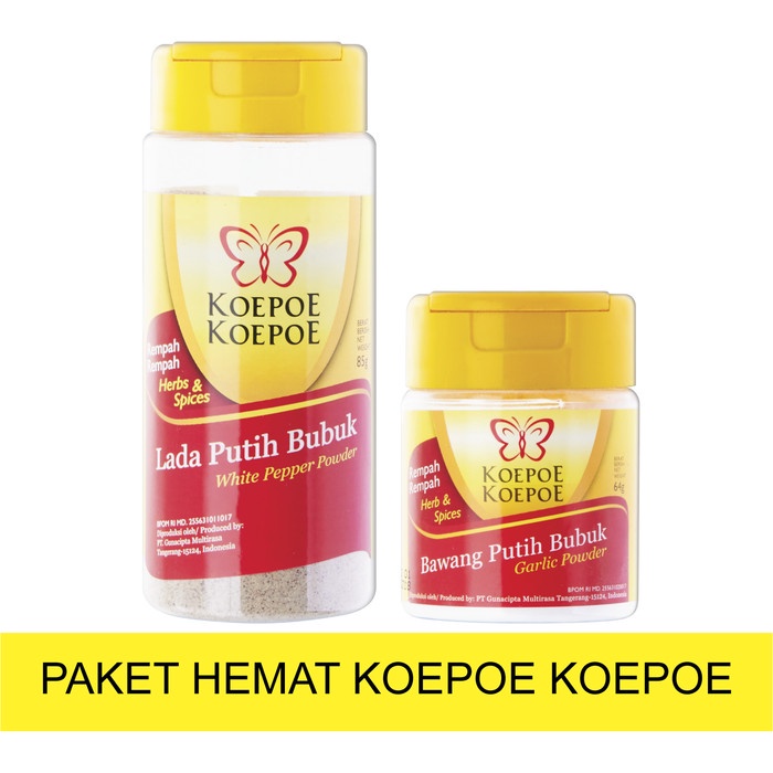 

PAKET HEMAT KOEPOE KOEPOE LADA PUTIH 85 G + BAWANG PUTIH 64 G