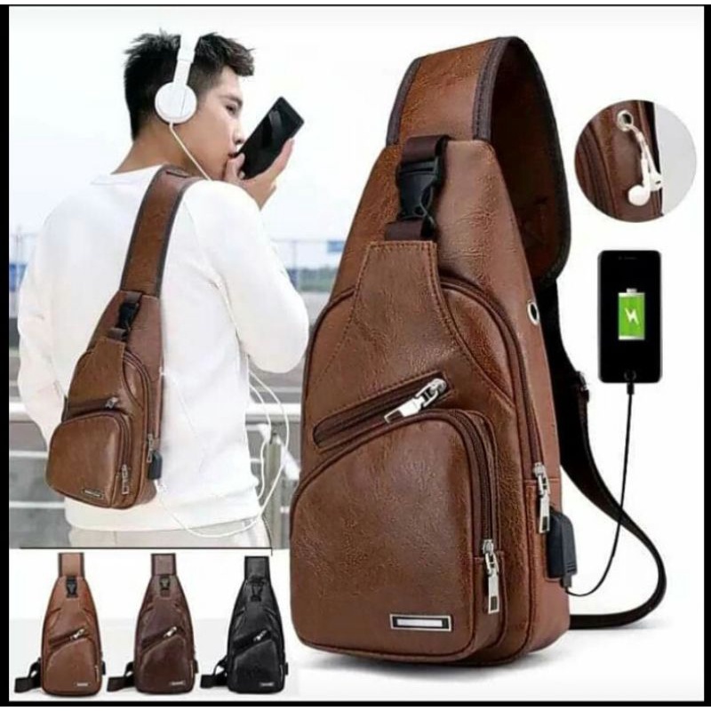 Tas Selempang Kulit Pria Anti Air