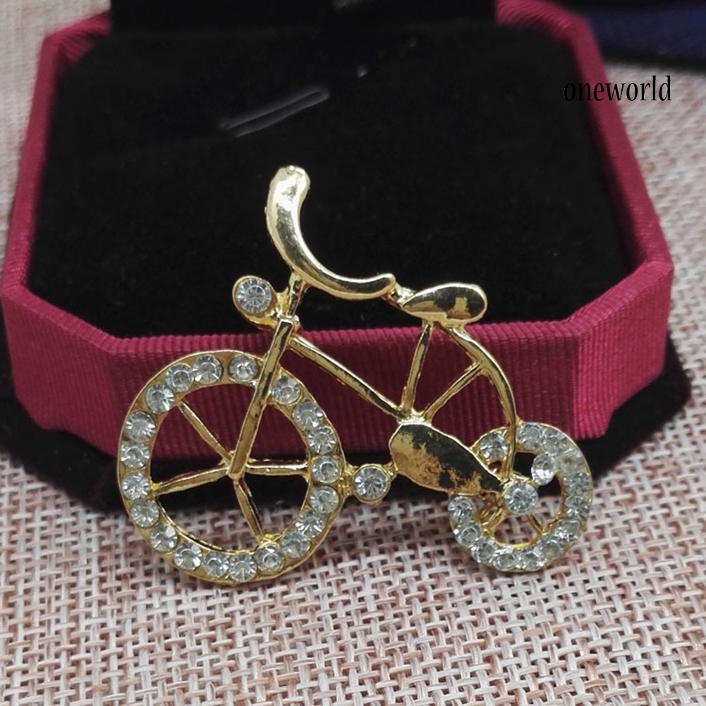 OW@ Rhinestone Bicycle Bike Shape Brooch Pin Jewelry Jacket Scarf Collar Bag Gift