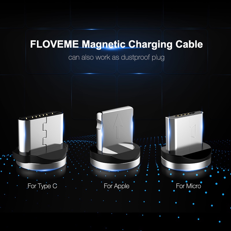 Floveme Kabel Charger Magnetic USB Type C 1 Meter - D41922 - Black