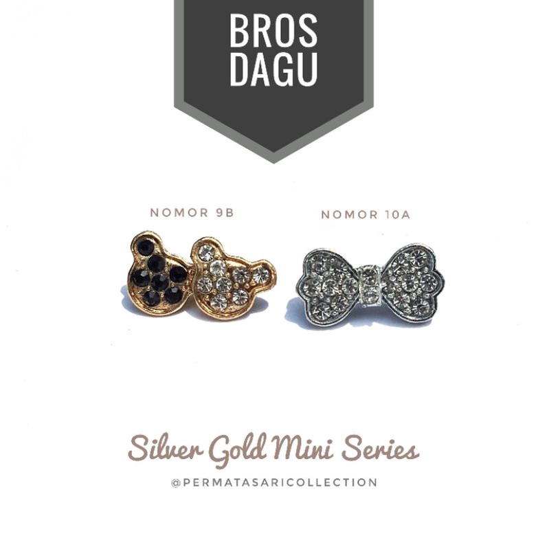 Bros Dagu Korea Kecil Aksesoris Jilbab Hijab Kerudung Wanita Muslim Muslimah Silver Gold Hitam Putih Kuning Emas Mini Small Brooch Pin Peniti Motif Bunga Pita Mutiara