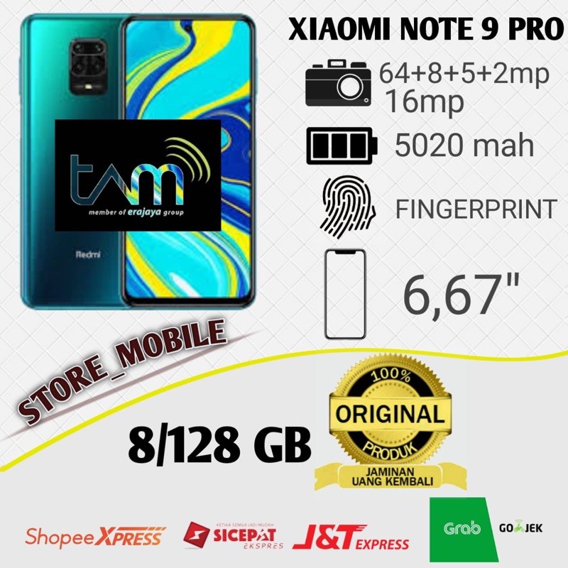 XIAOMI REDMI NOTE 9 PRO 8/128  RAM 8GB ROM 128GB GARANSI RESMI TAM