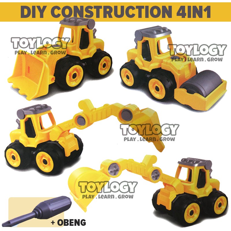 Mainan Anak DIY Assemble Construction Tractor Bongkar Pasang Rakit Traktor Konstruksi Obeng