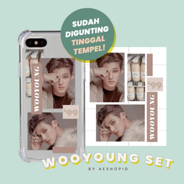 DIY sticker case Ateez set stiker hp kpop tumblr aesthetic wooyoung yunho jongho seonghwa yeosang