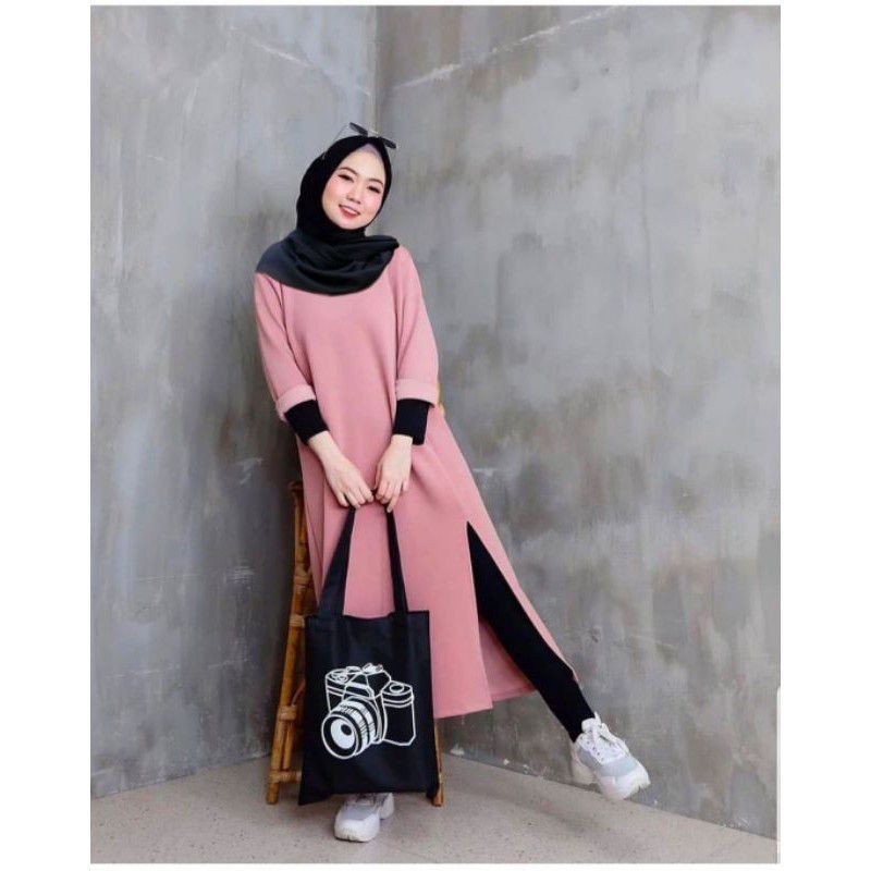 GHINA TUNIK LONDRA | BAHAN BABYTERRY | FASHION MUSLIM WANITA | FIT TO XL