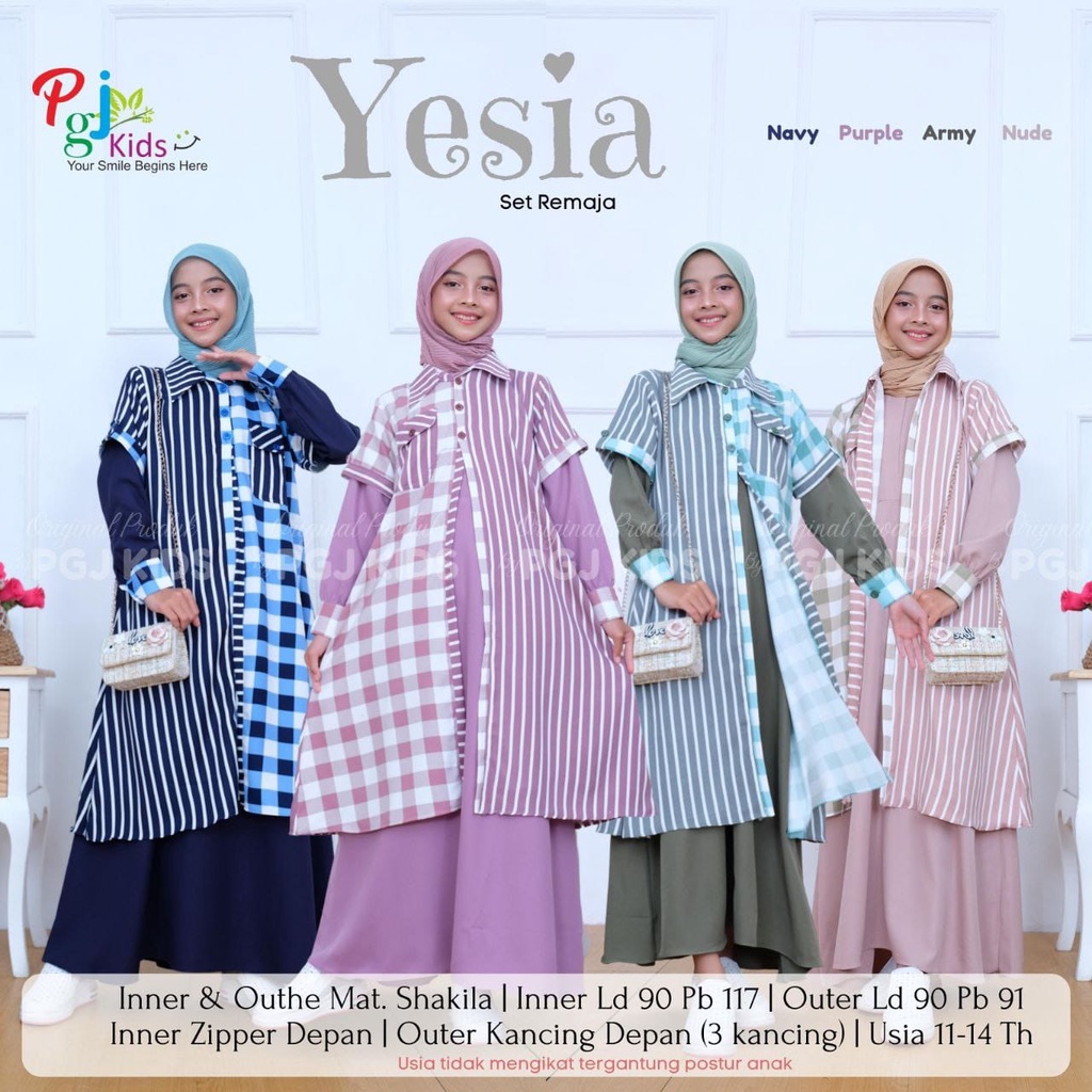 Setelan Anak Perempuan _ gamis Remaja Set 2in1 Motif Terbaru Yesia SET -Talia Set Ori PGJ