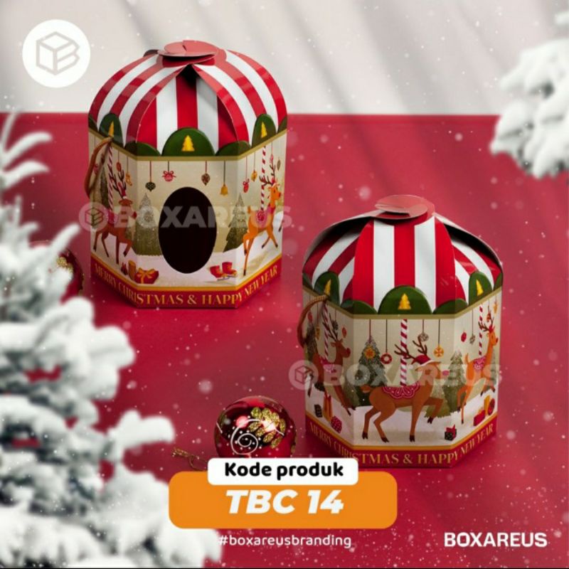 

CHRISTMAS HAMPERS BOX - Dus Packaging Toples Kue Kering / Biskuit Natal [JUAL SATUAN] - Carousel