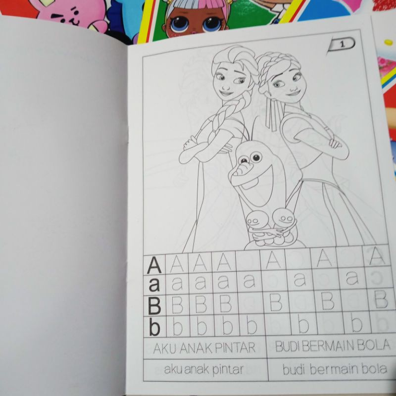 buku paket isi 5, buku mewarnai untuk anak perempuan A4(21×30cm)