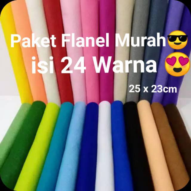  KAIN  FLANEL  PAKET MURAH ISI 24 WARNA  25 X 23CM Shopee 