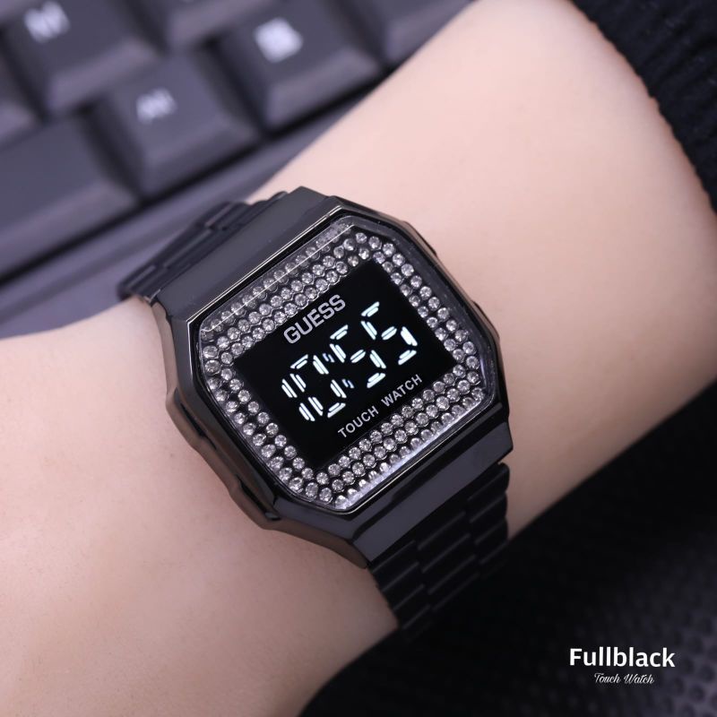 Best seller jam tangan digital wanita Guess kotak plat diamond touchwatch LS-1680R