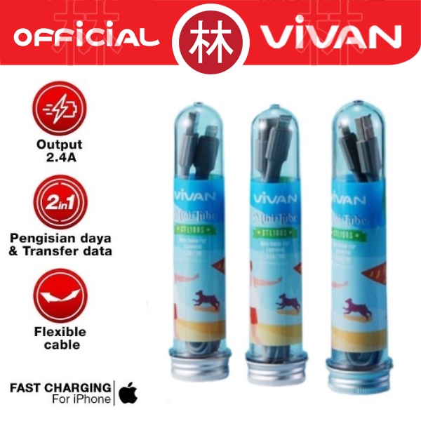 Vivan CTL100S Upgraded 1M Flat Lightning Mini Tube Data Cable - 1 Box 30 pcs New CTL100