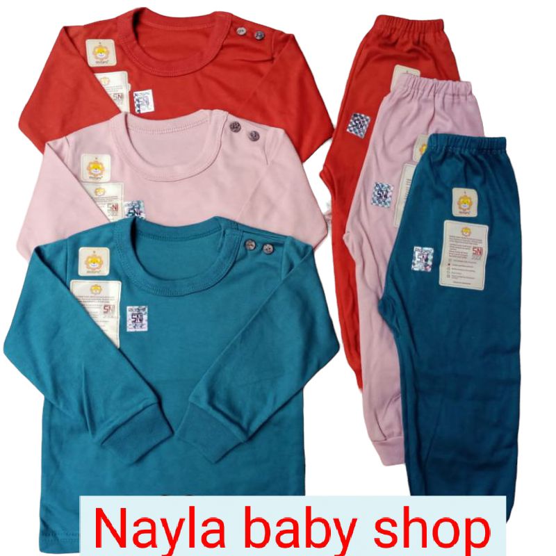 Baju Setelan Anak Bayi Panjang Ridges Polos Adem Lembut