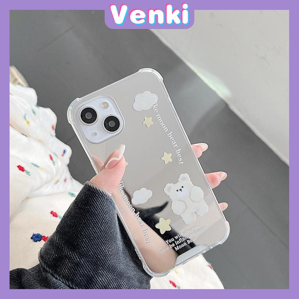 iPhone Case Acrylic Mirror Airbag Shockproof Protection Camera Cloud Cute Bear Compatible with iPhone 11 iPhone 13 Pro Max iPhone 12 Pro Max iPhone 7 Plus iPhone xr