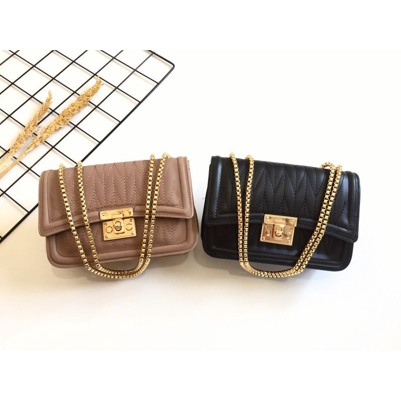 [GERAI HALWAKU - READY] EMMA BAG - TAS WANITA SLINGBAG - TAS WANITA TALI RANTAI ULIR GOLD - COD - FR