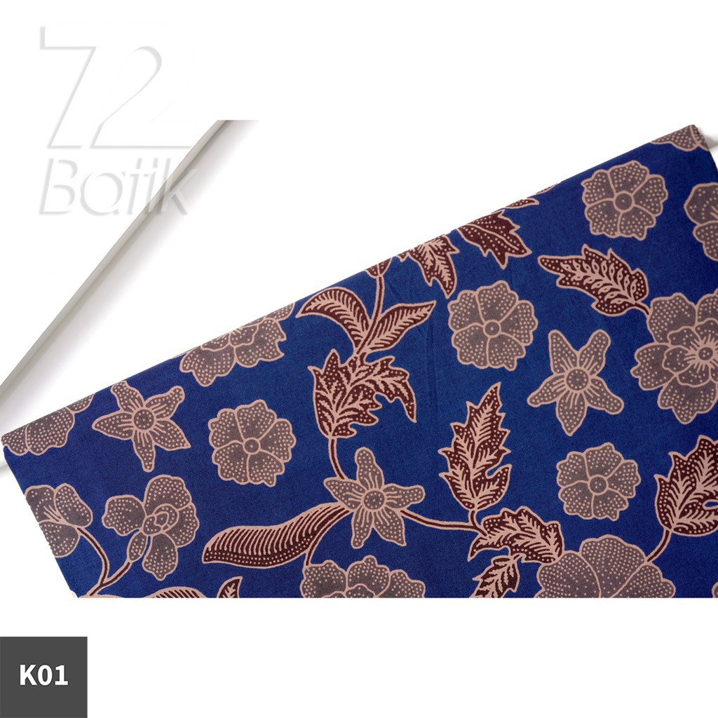 KAIN BATIK PREMIUM Bahan Katun Motif Kembang Warna Biru Blue 729051 Cap 72 Jarik Jarit Samping Kebat Panjang Batik Katun Modern Premium Bahan Seragam Batik Pernikahan Kantor Keluarga Murah Kamen Jadi Batik Bali Lembaran