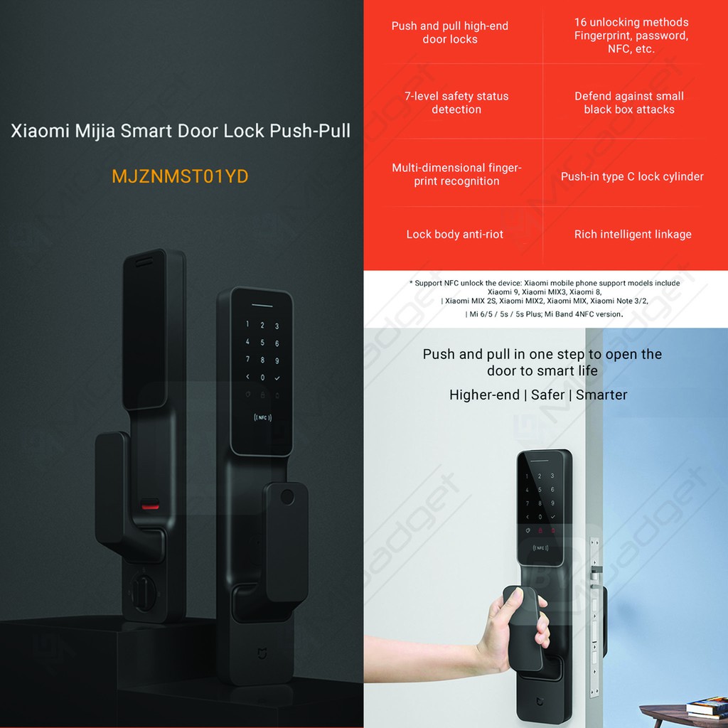 Smart Door Lock Push Pull Keyless Fingerprint NFC Kunci Pintu Rumah