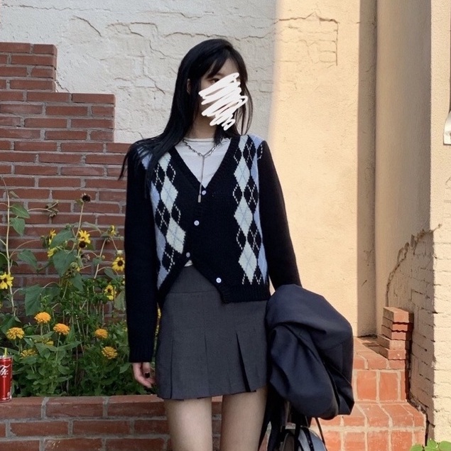 Korea Wanita Mode tidak teratur Lingge Kasual longgar Knit Cardigan