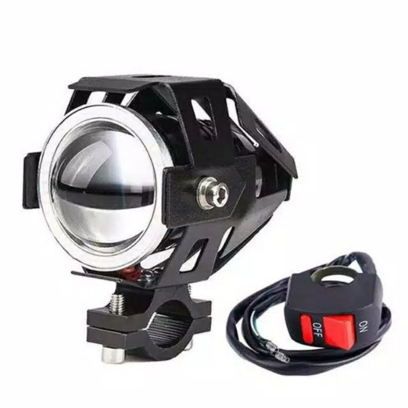 LAMPU TEMBAK LED U7 BESAR CREE 4D LENSA TRANSF0RMER SINAR PROJIE HID PLUS SAKLAR ON OFF STANG UNIVERSAL