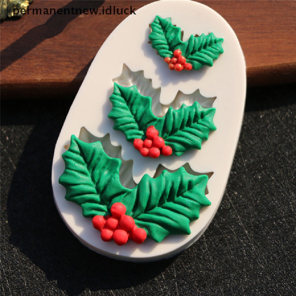 Cetakan Kue / Coklat / Permen Bahan Silikon Desain Holly Christmas