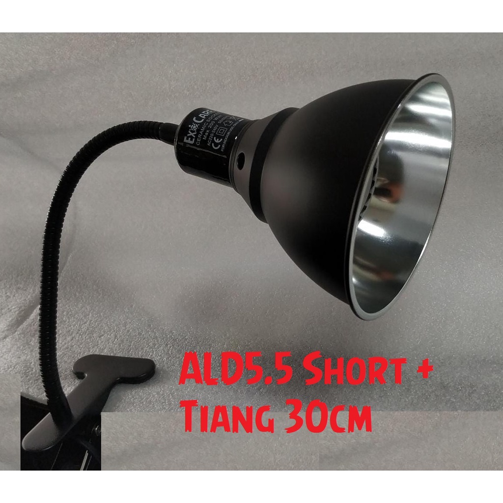 Paket Fitting Jepit Premium Metal 30cm + 14cm 5.5" Light Dome Small Sulcata Bearded Dragon Panana