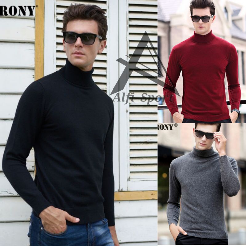 Kaos Turtleneck Pria KAOS KERAH TINGGI - Baju leher tinggi Turtle Neck Pria Lengan panjang kaos pria