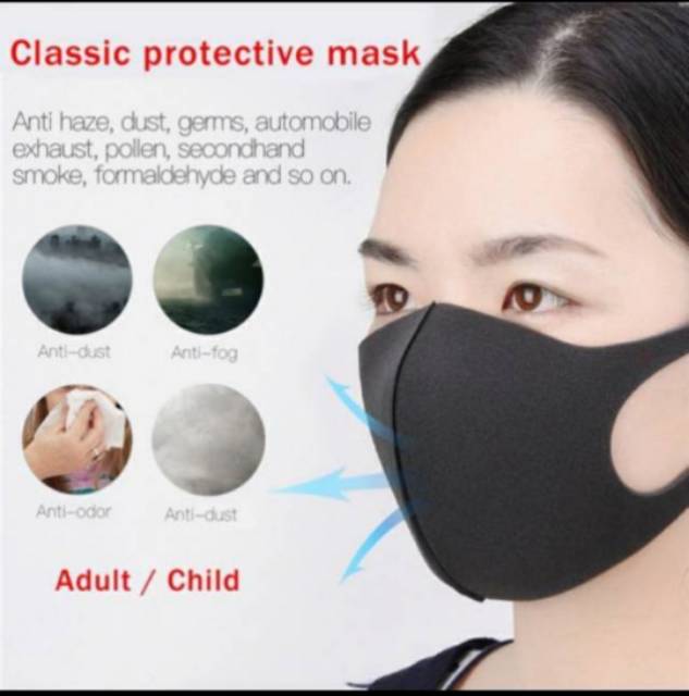 Masker korea fashion bahan SCUBA IMPORT PREMIUM real pict anti virus-bakteria bisa dicuci ulang