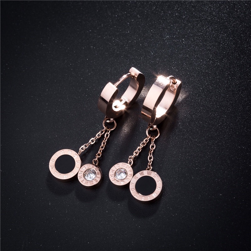 Anting Hoops Titanium Black Diamond Anti Luntur Anti Karat